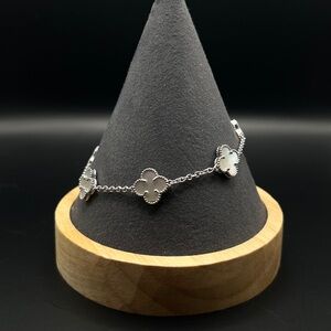 925 silver white clover bracelet